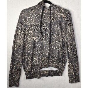 SUNDRY Women's Leopard Cozy Hoodie Oatmeal Off White Size L/3 Made USA